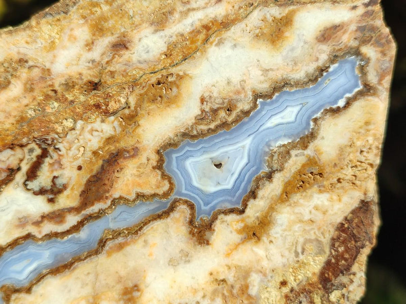 Polished Blue Lace Agate With Crazy Lace Slice and Slab x 2 From Namibia - Toprock Gemstones and Minerals 