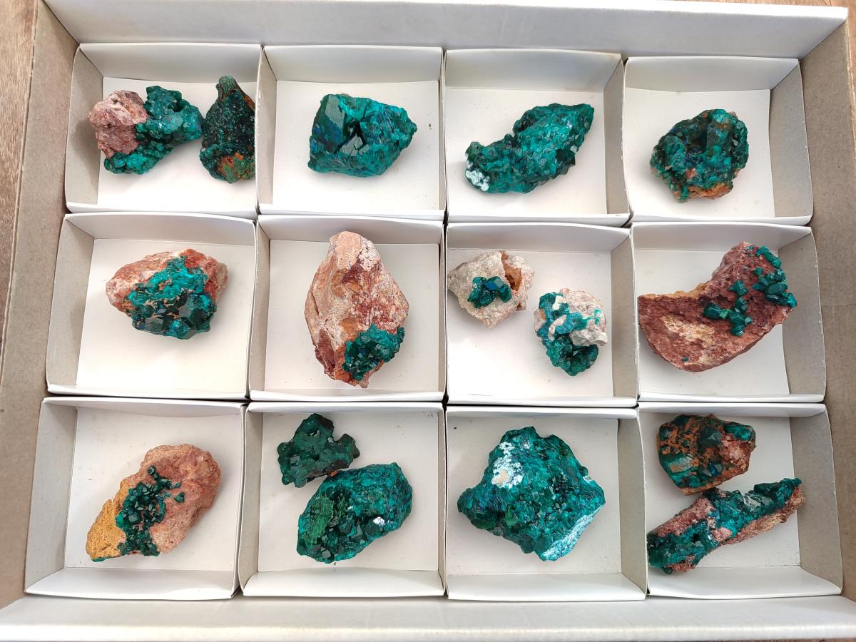 Natural Dioptase on Dolomite Specimens x 16 From Likasi, Congo - Toprock Gemstones and Minerals 