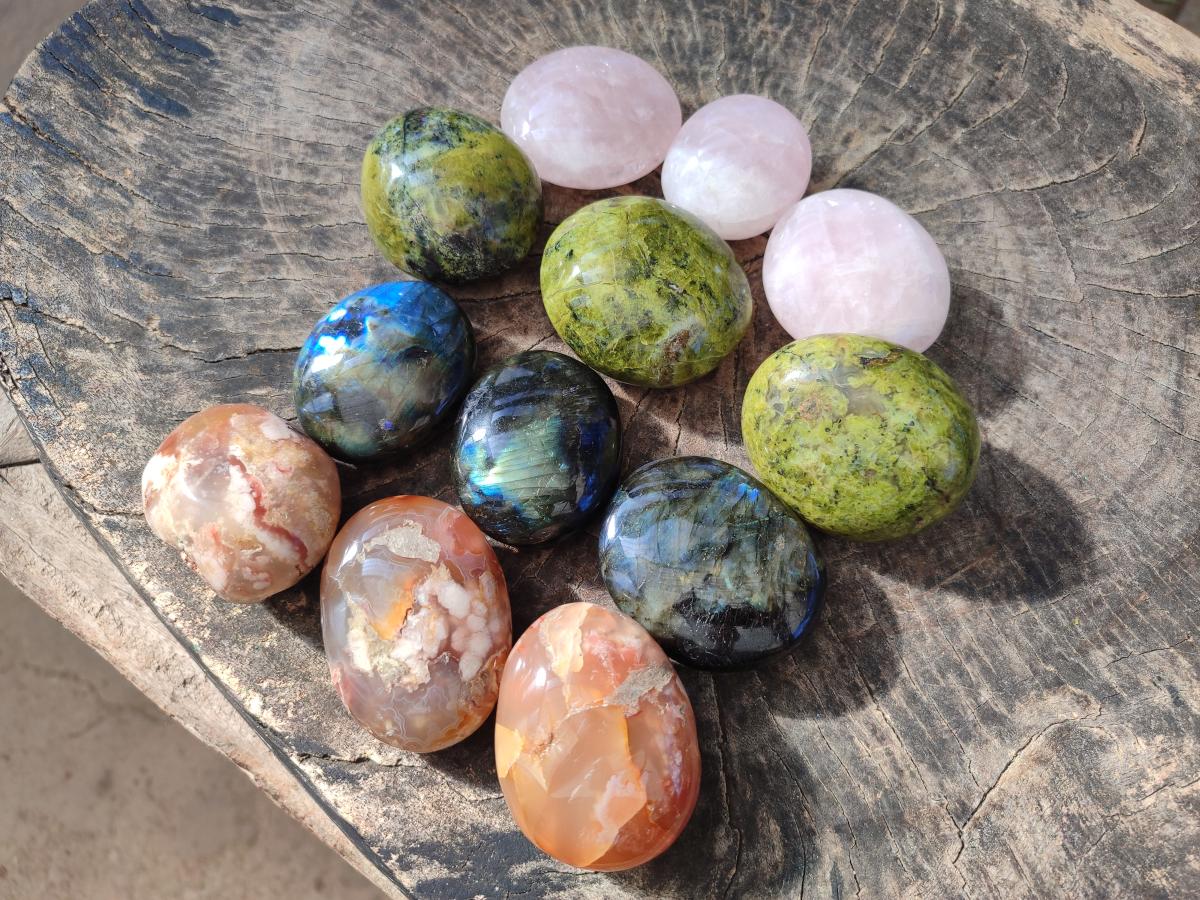 Polished Mixed Multi Mineral Galets x 12 From Madagascar - Toprock Gemstones and Minerals 