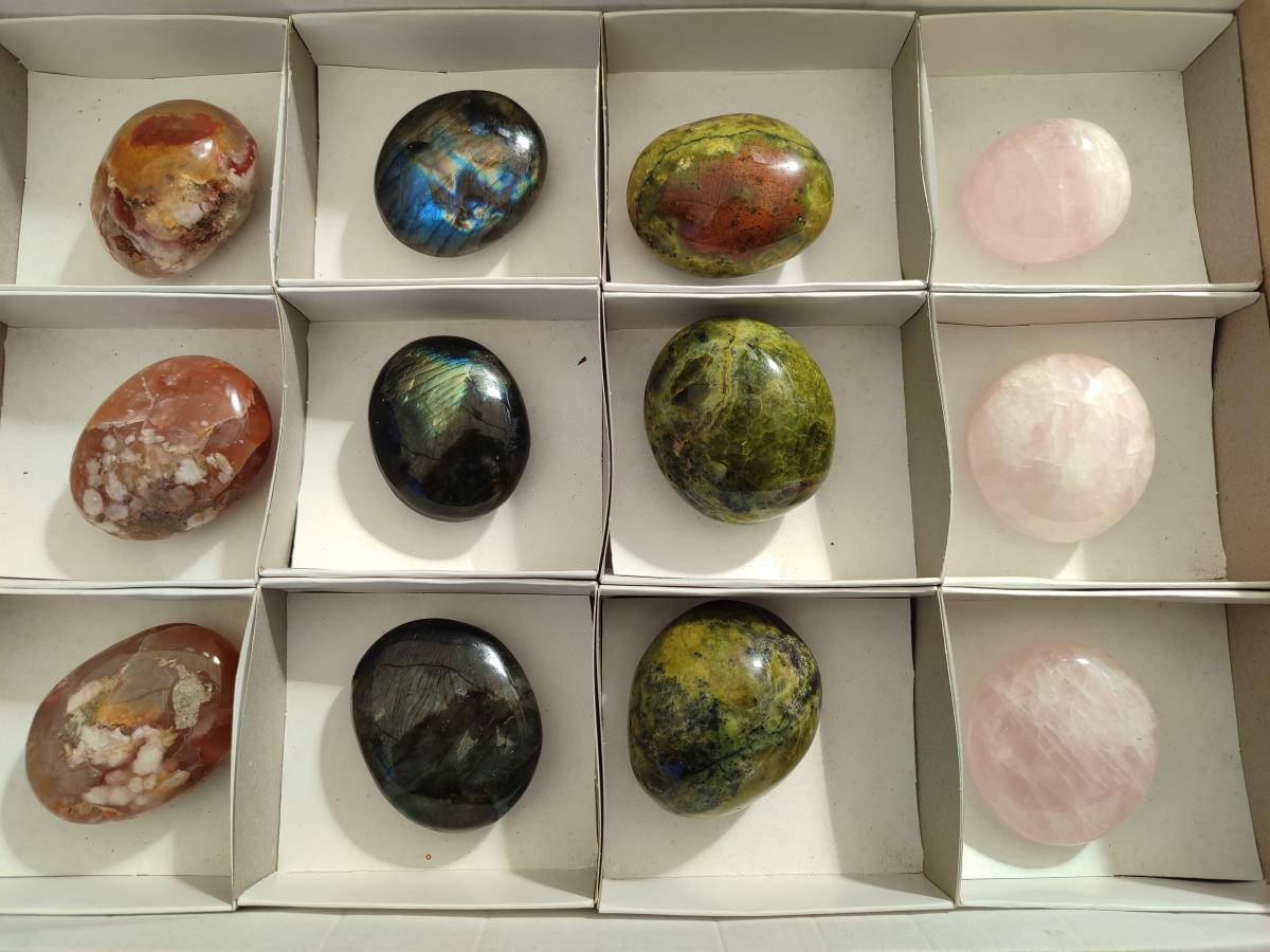 Polished Mixed Multi Mineral Galets x 12 From Madagascar - Toprock Gemstones and Minerals 