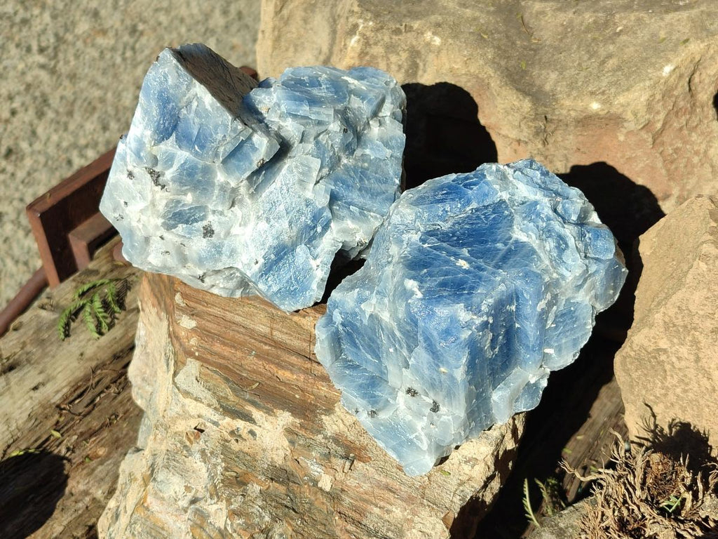 Natural Sky Blue Calcite Specimens with Antimony Inclusions x 4 From Spitzkop, Namibia - Toprock Gemstones and Minerals 