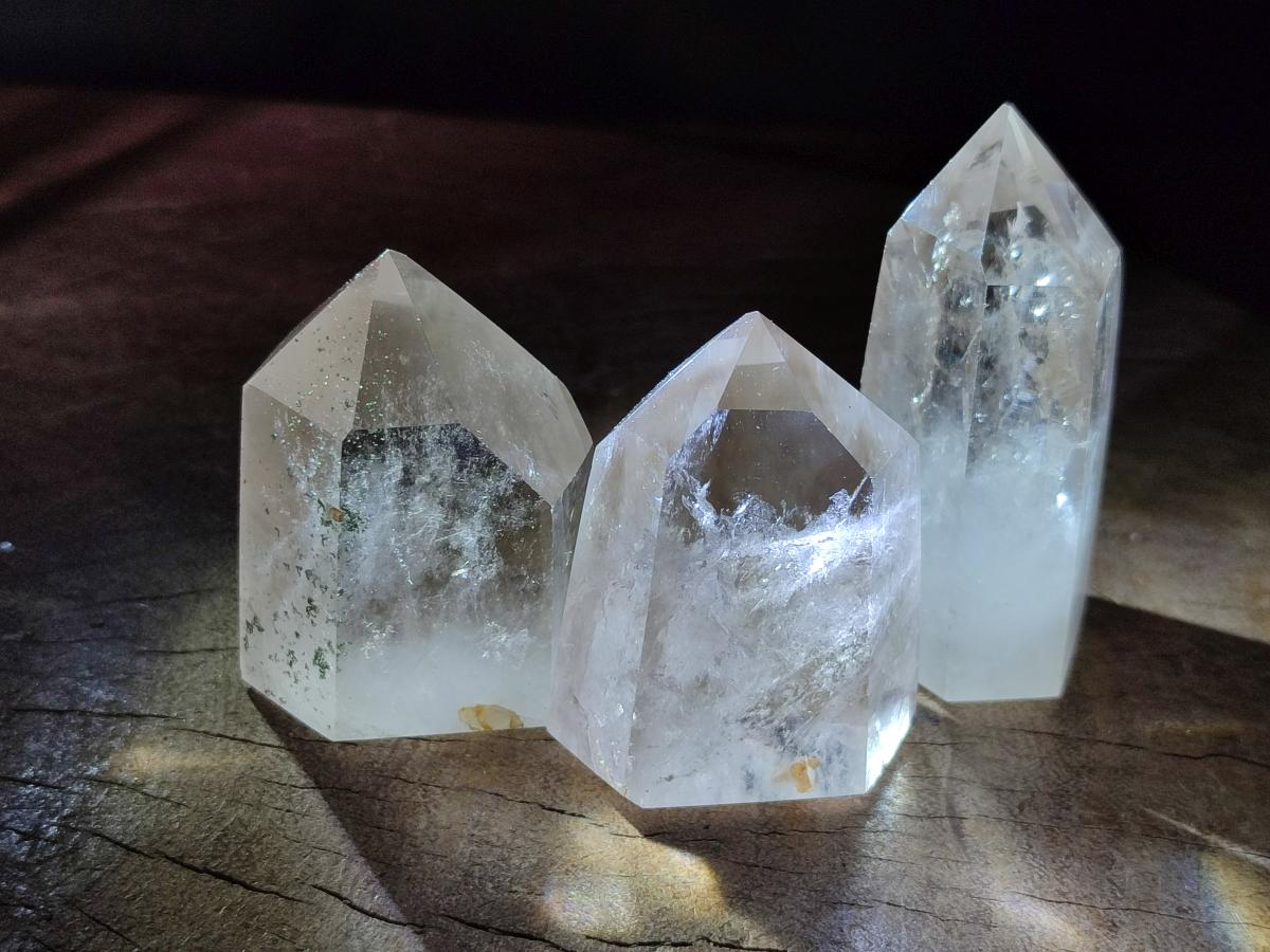 Polished Smokey Window Quartz Crystals x 12 From Madagascar - Toprock Gemstones and Minerals 