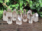 Polished Smokey Window Quartz Crystals x 12 From Madagascar - Toprock Gemstones and Minerals 