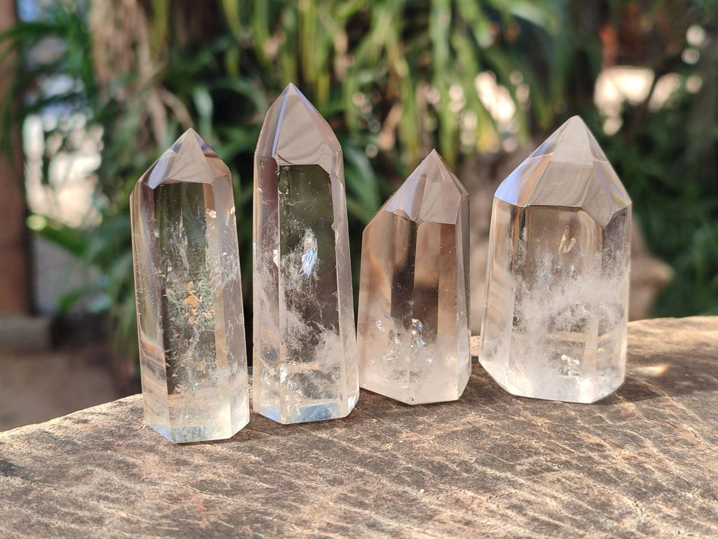 Polished Smokey Window Quartz Crystals x 12 From Madagascar - Toprock Gemstones and Minerals 