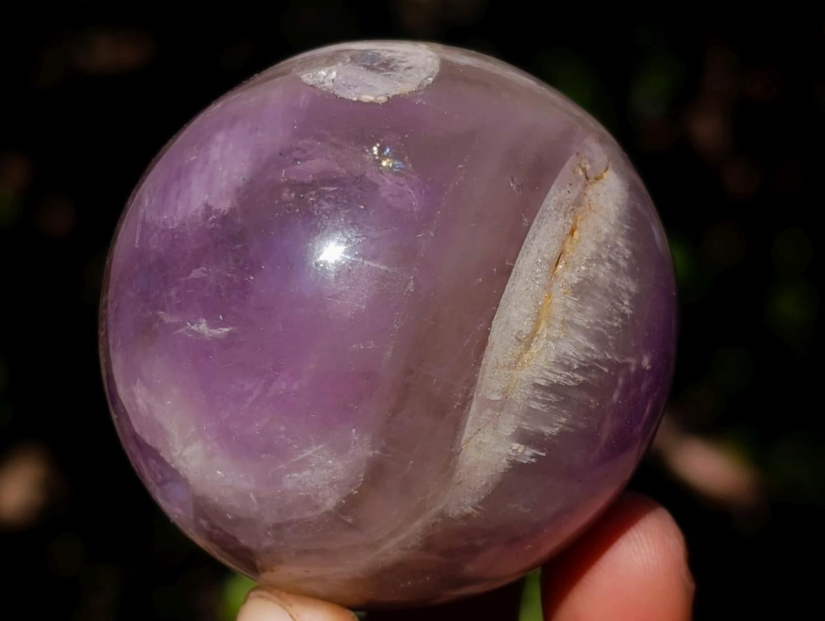 Polished Chevron Amethyst Spheres x 3 From Madagascar - Toprock Gemstones and Minerals 