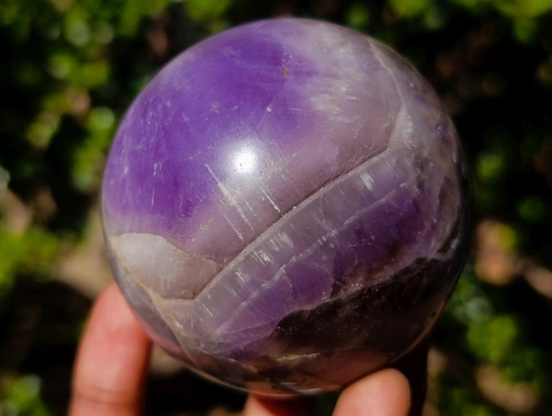 Polished Chevron Amethyst Spheres x 3 From Madagascar - Toprock Gemstones and Minerals 