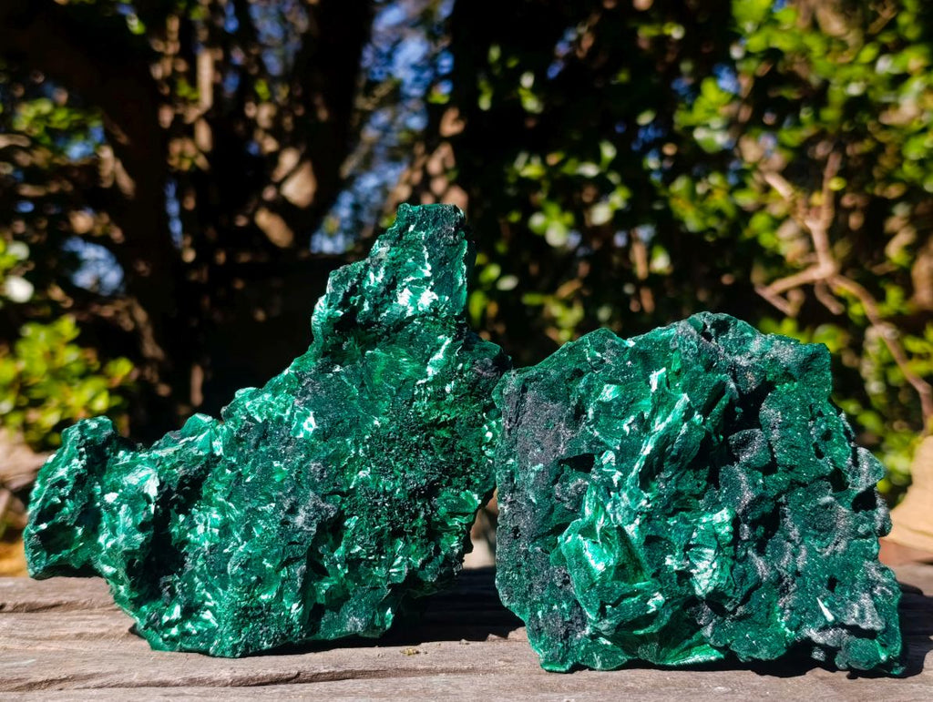 Natural Cabinet Silky Malachite Specimens x 2 From Kasompe, Congo - Toprock Gemstones and Minerals 
