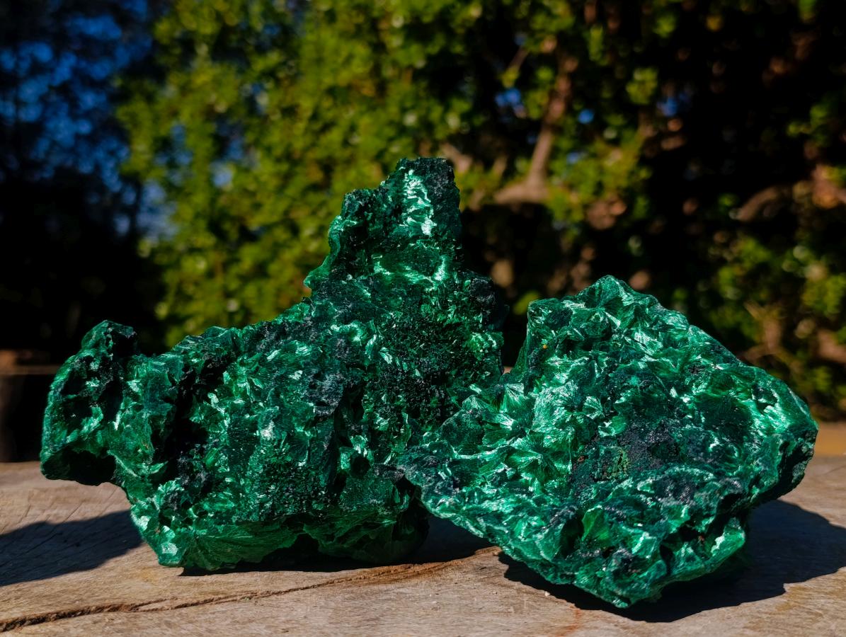 Natural Cabinet Silky Malachite Specimens x 2 From Kasompe, Congo - Toprock Gemstones and Minerals 