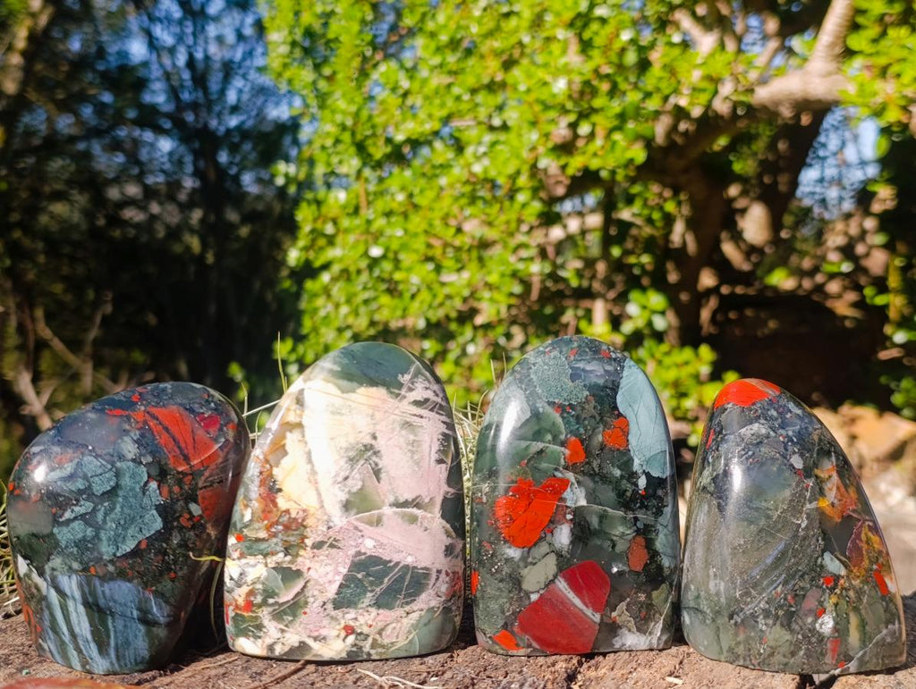 Polished Bloodstone Standing Display Pieces x 4 From Swaziland - Toprock Gemstones and Minerals 