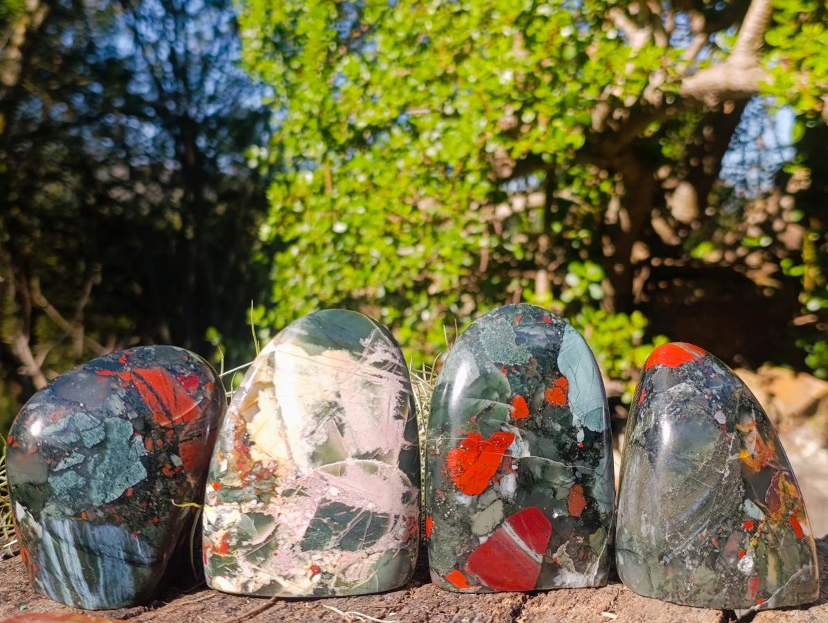 Polished Bloodstone Standing Display Pieces x 4 From Swaziland - Toprock Gemstones and Minerals 