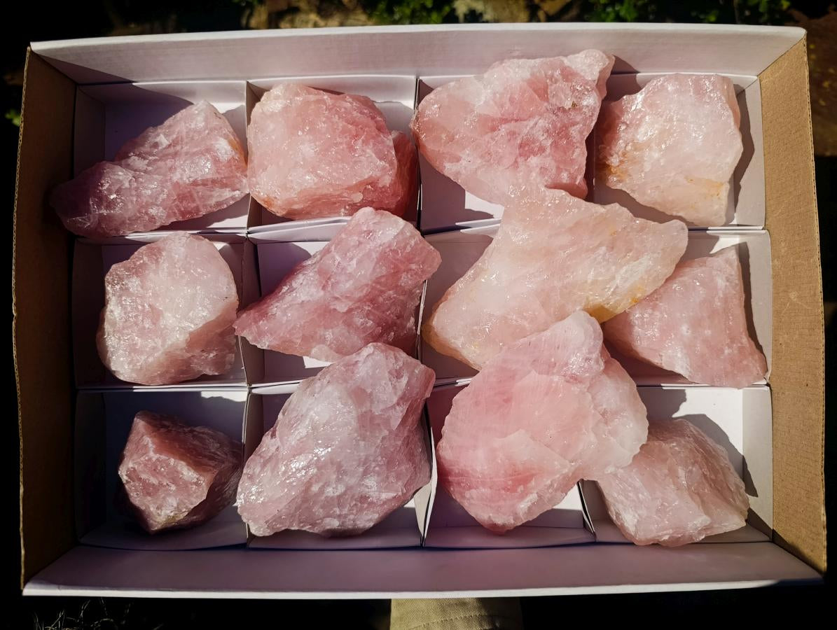 Natural Cobbed Rose Quartz Specimens x 12 From Northern Cape, South Africa - Toprock Gemstones and Minerals 