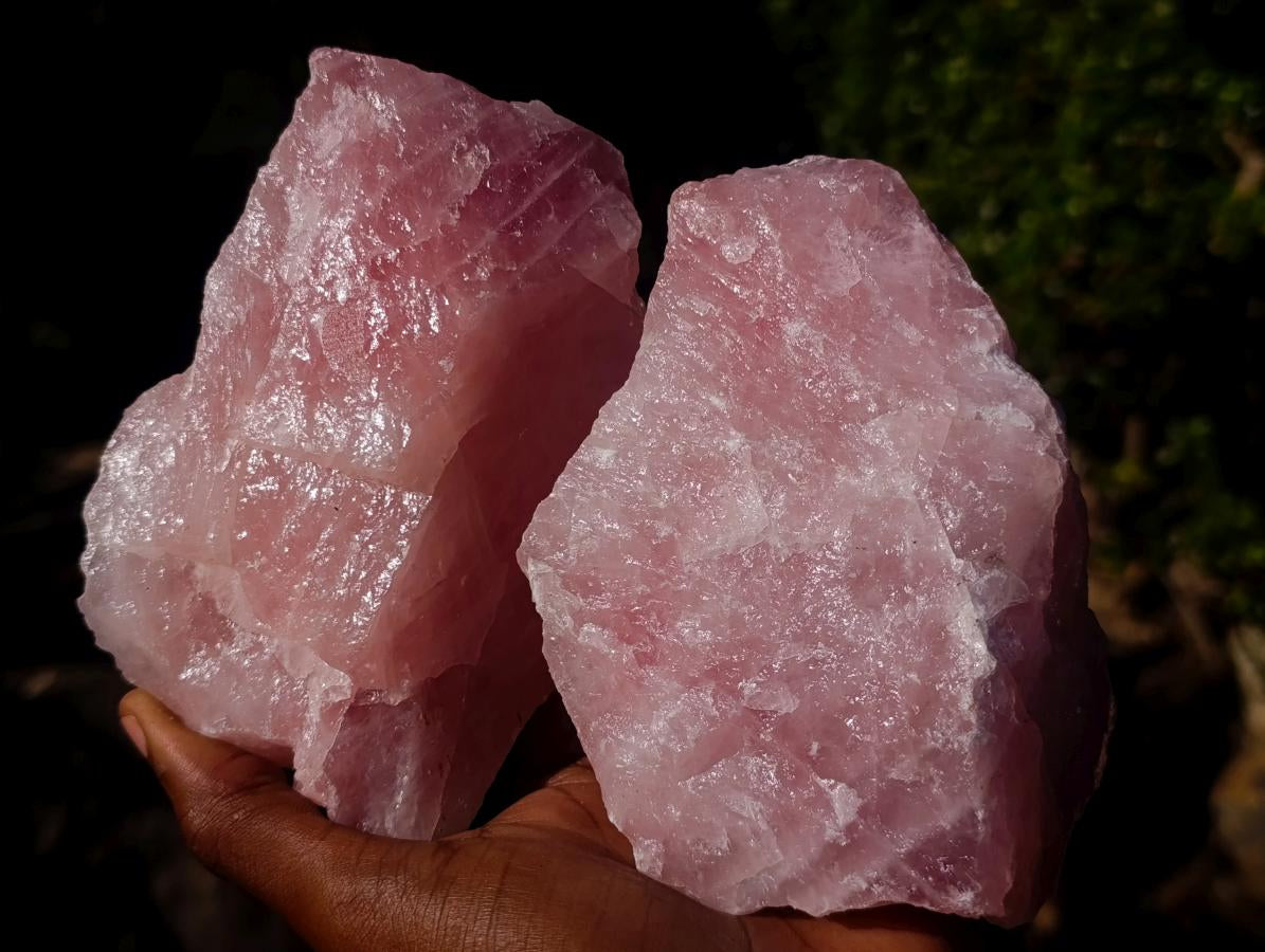 Natural Cobbed Rose Quartz Specimens x 12 From Northern Cape, South Africa - Toprock Gemstones and Minerals 
