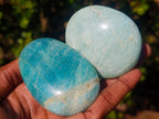 Polished Amazonite Palm Stones x 12 From Madagascar - Toprock Gemstones and Minerals 