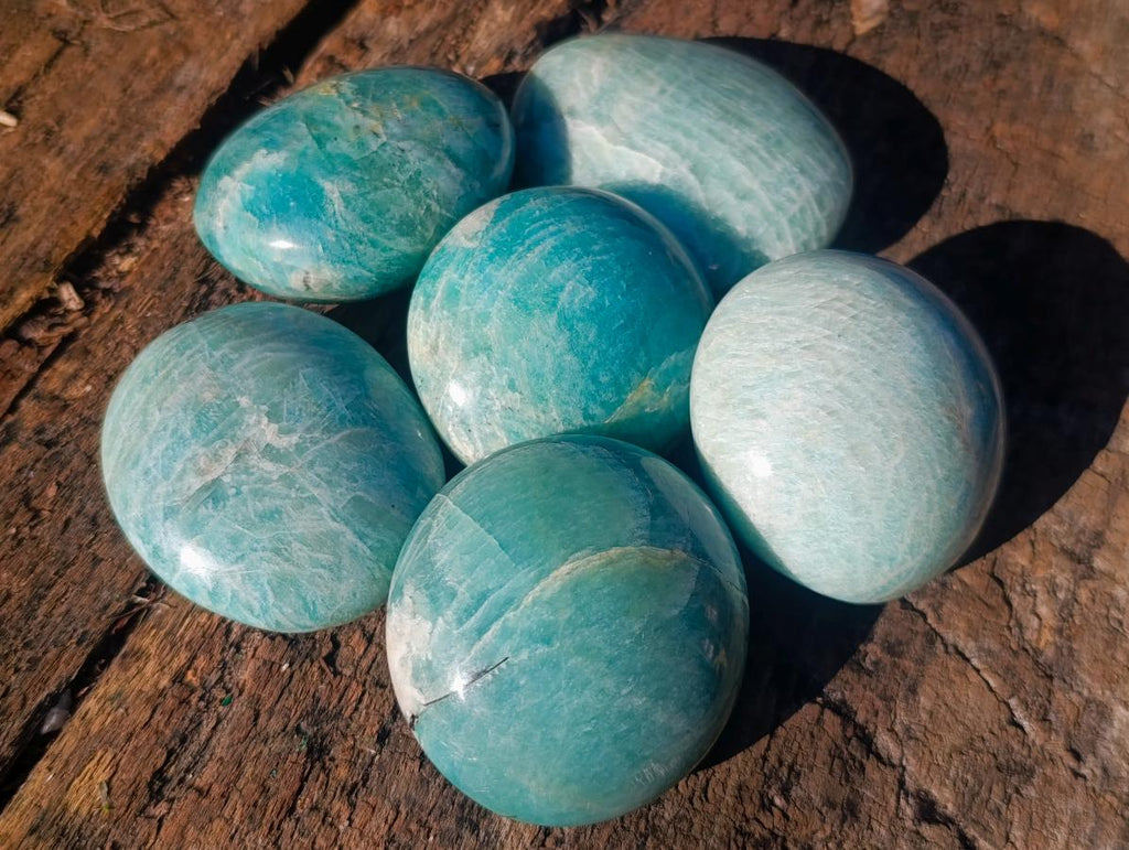 Polished Amazonite Palm Stones x 12 From Madagascar - Toprock Gemstones and Minerals 
