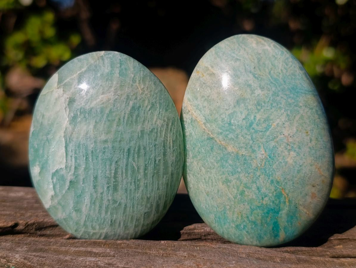 Polished Amazonite Palm Stones x 12 From Madagascar - Toprock Gemstones and Minerals 