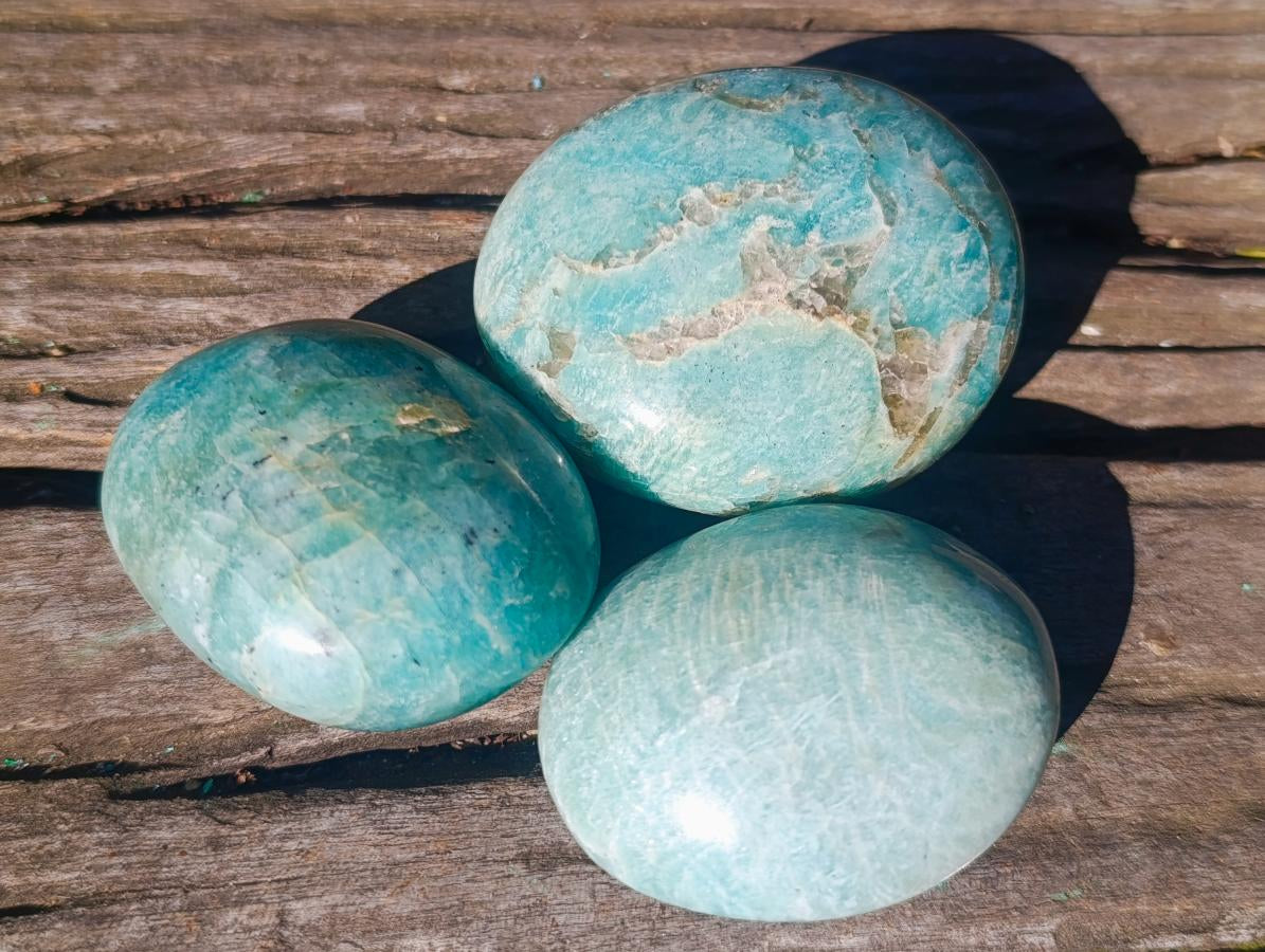 Polished Amazonite Palm Stones x 12 From Madagascar - Toprock Gemstones and Minerals 