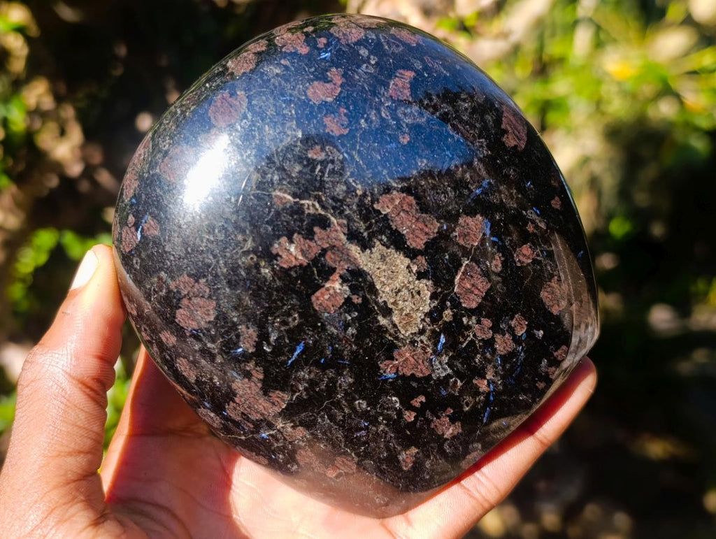 Polished Large "Water Sapphire" Standing Display Piece with Sillimanite x 1 From Ambatofinandrahana, Madagascar - Toprock Gemstones and Minerals 