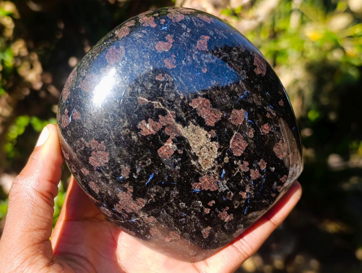 Polished Large "Water Sapphire" Standing Display Piece with Sillimanite x 1 From Ambatofinandrahana, Madagascar - Toprock Gemstones and Minerals 