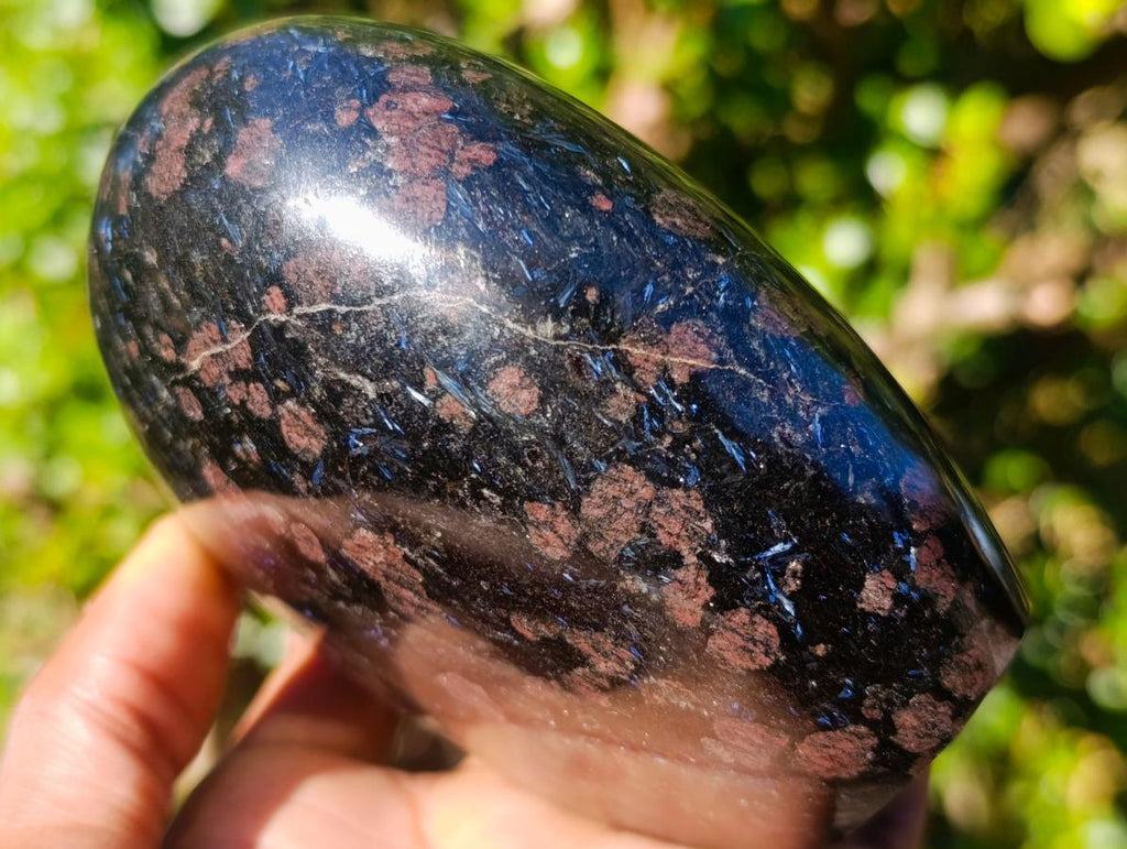 Polished Large "Water Sapphire" Standing Display Piece with Sillimanite x 1 From Ambatofinandrahana, Madagascar - Toprock Gemstones and Minerals 