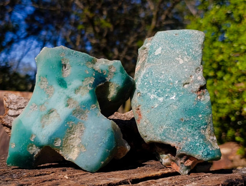 Polished On One Side Mtorolite Chrysoprase Specimens x 3 From Mutorashanga, Zimbabwe - Toprock Gemstones and Minerals 