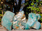 Polished On One Side Mtorolite Chrysoprase Specimens x 3 From Mutorashanga, Zimbabwe - Toprock Gemstones and Minerals 