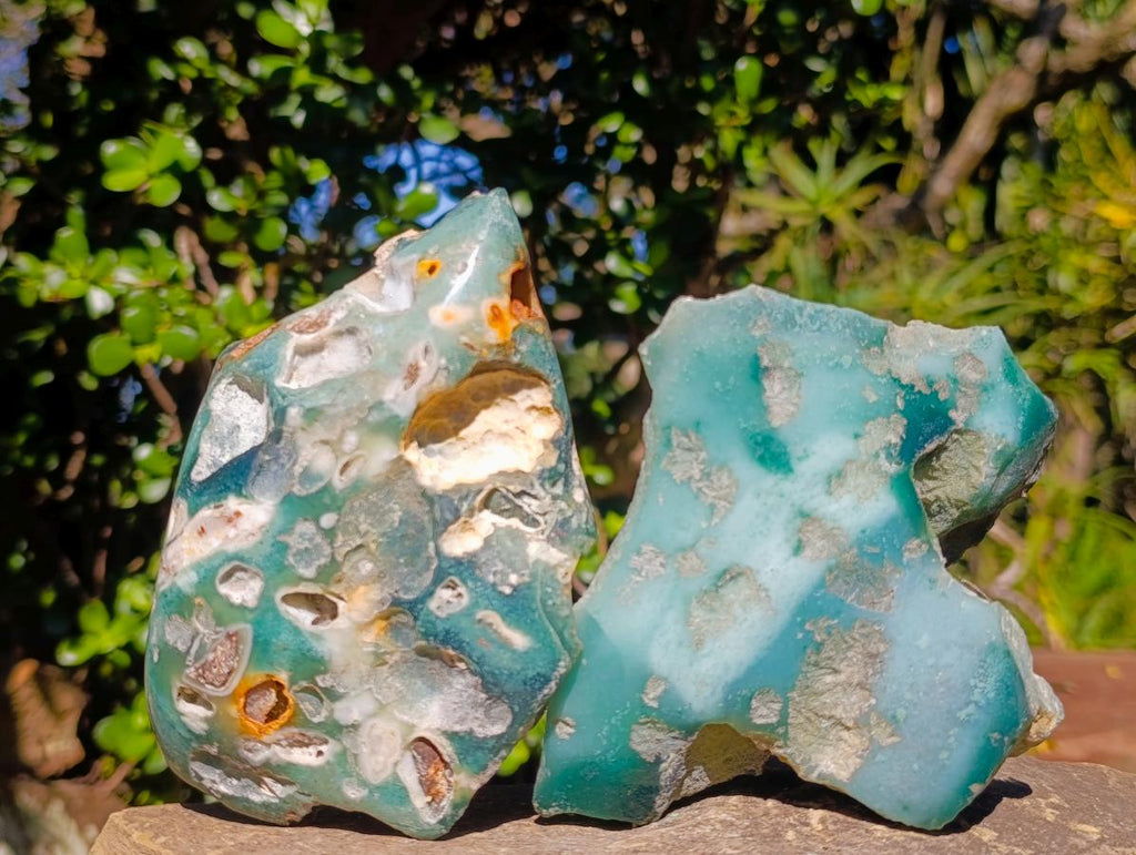 Polished On One Side Mtorolite Chrysoprase Specimens x 3 From Mutorashanga, Zimbabwe - Toprock Gemstones and Minerals 
