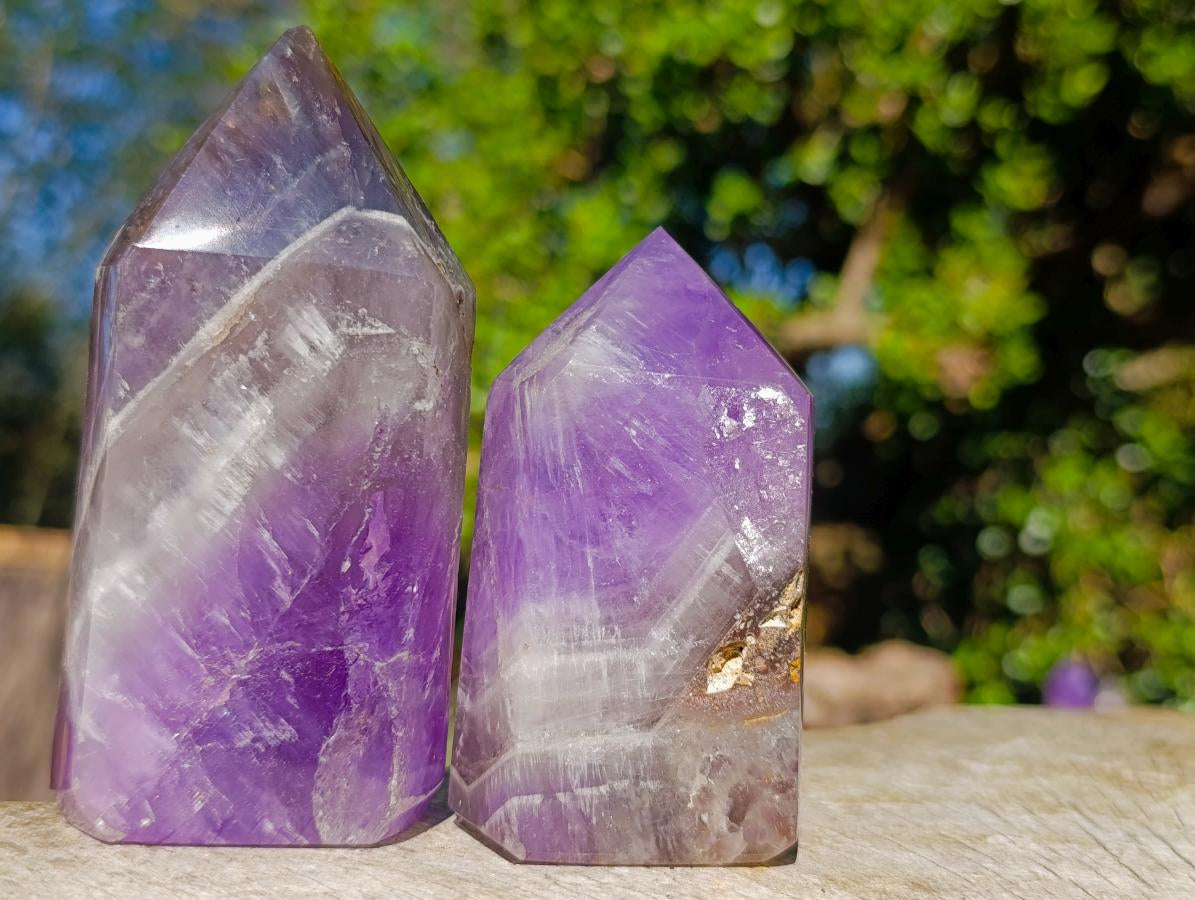 Polished Chevron Amethyst Display Crystals x 6 From Madagascar - Toprock Gemstones and Minerals 