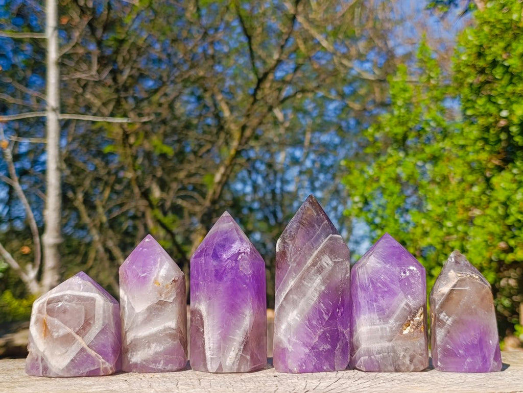 Polished Chevron Amethyst Display Crystals x 6 From Madagascar - Toprock Gemstones and Minerals 