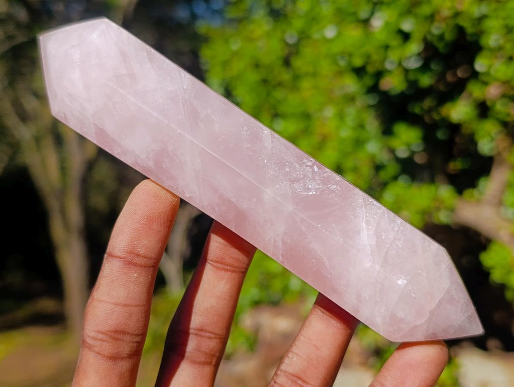 Polished Double Terminated Gemmy Rose Quartz Crystals x 6 From Madagascar - Toprock Gemstones and Minerals 