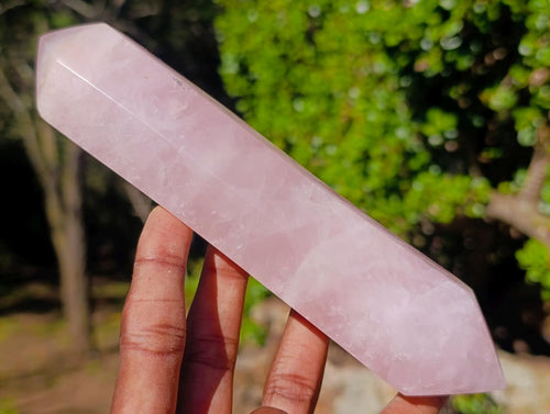 Polished Double Terminated Gemmy Rose Quartz Crystals x 6 From Madagascar - Toprock Gemstones and Minerals 