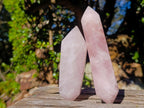 Polished Double Terminated Gemmy Rose Quartz Crystals x 6 From Madagascar - Toprock Gemstones and Minerals 