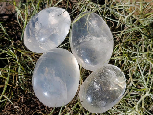 Polished Girasol Pearl Quartz Palm Stones x 24 From Ambatondrazaka, Madagascar - Toprock Gemstones and Minerals 
