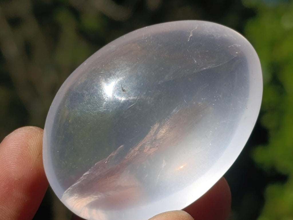 Polished Girasol Pearl Quartz Palm Stones x 24 From Ambatondrazaka, Madagascar - Toprock Gemstones and Minerals 