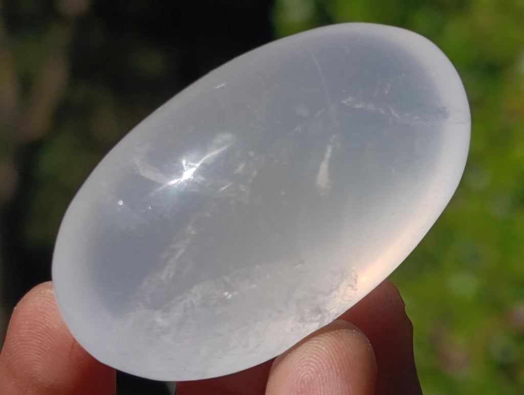 Polished Girasol Pearl Quartz Palm Stones x 24 From Ambatondrazaka, Madagascar - Toprock Gemstones and Minerals 