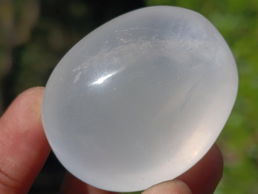 Polished Girasol Pearl Quartz Palm Stones x 24 From Ambatondrazaka, Madagascar - Toprock Gemstones and Minerals 