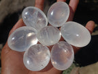 Polished Girasol Pearl Quartz Palm Stones x 24 From Ambatondrazaka, Madagascar - Toprock Gemstones and Minerals 