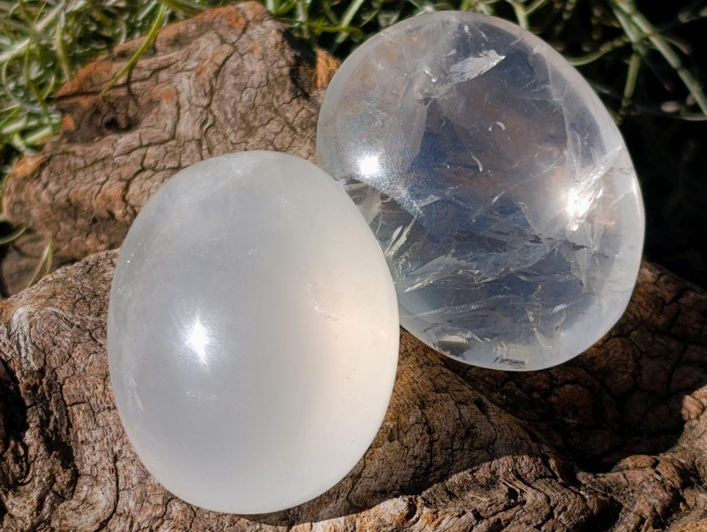 Polished Girasol Pearl Quartz Palm Stones x 24 From Ambatondrazaka, Madagascar - Toprock Gemstones and Minerals 