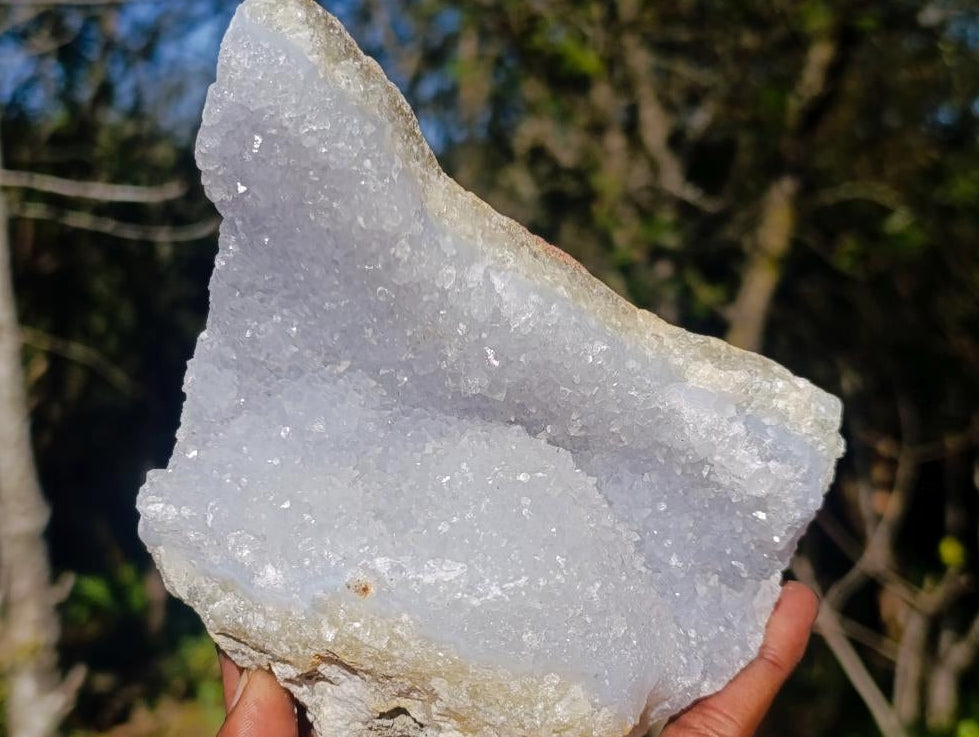 Natural Blue Lace Agate Geode and a Specimen x 2 From Nsanje, Malawi - Toprock Gemstones and Minerals 