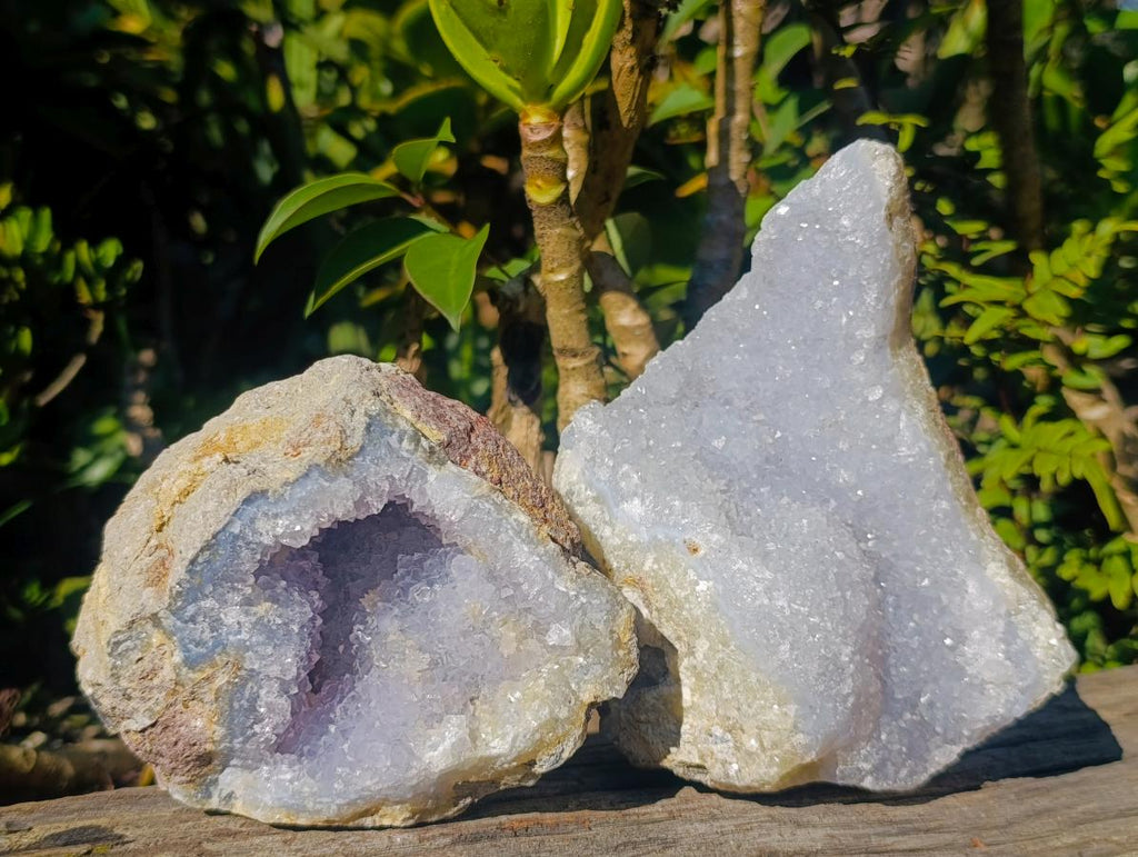 Natural Blue Lace Agate Geode and a Specimen x 2 From Nsanje, Malawi - Toprock Gemstones and Minerals 