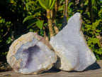 Natural Blue Lace Agate Geode and a Specimen x 2 From Nsanje, Malawi - Toprock Gemstones and Minerals 