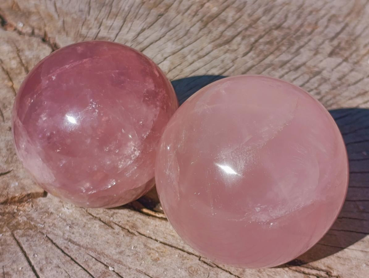 Polished Gemmy Star Rose Quartz Spheres x 4 From Madagascar - Toprock Gemstones and Minerals 