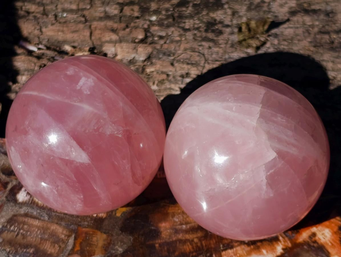Polished Gemmy Star Rose Quartz Spheres x 4 From Madagascar - Toprock Gemstones and Minerals 