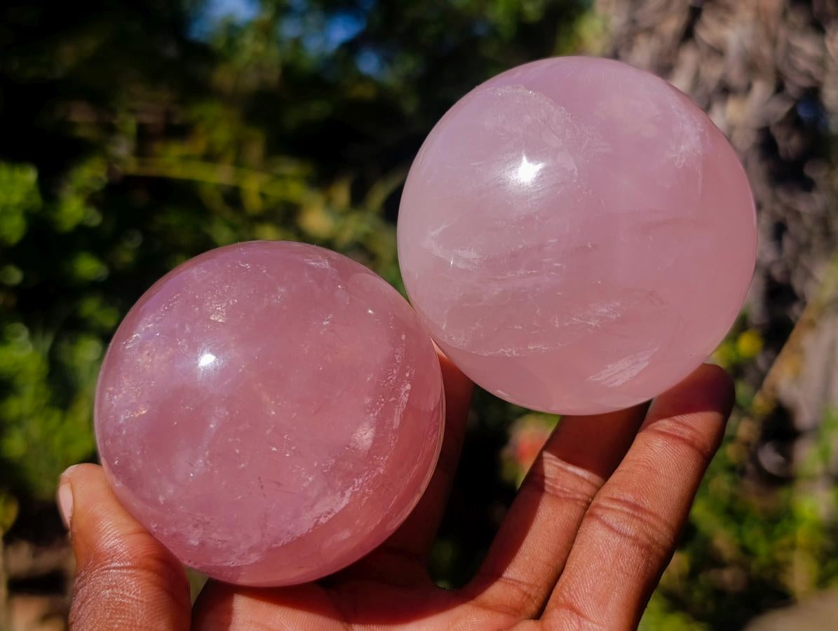Polished Gemmy Star Rose Quartz Spheres x 4 From Madagascar - Toprock Gemstones and Minerals 