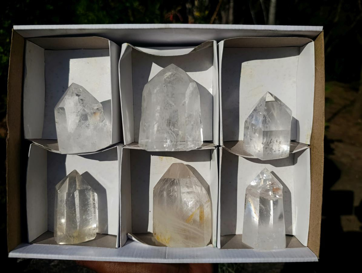 Polished Clear Quartz Display Crystals x 6 From Madagascar - Toprock Gemstones and Minerals 