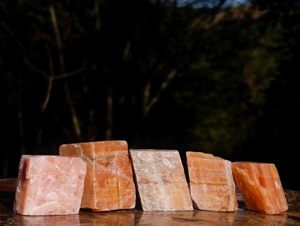 Natural Rhombohedral Sunset Orange Calcite Specimens x 24 From Spitzkop, Namibia - Toprock Gemstones and Minerals 