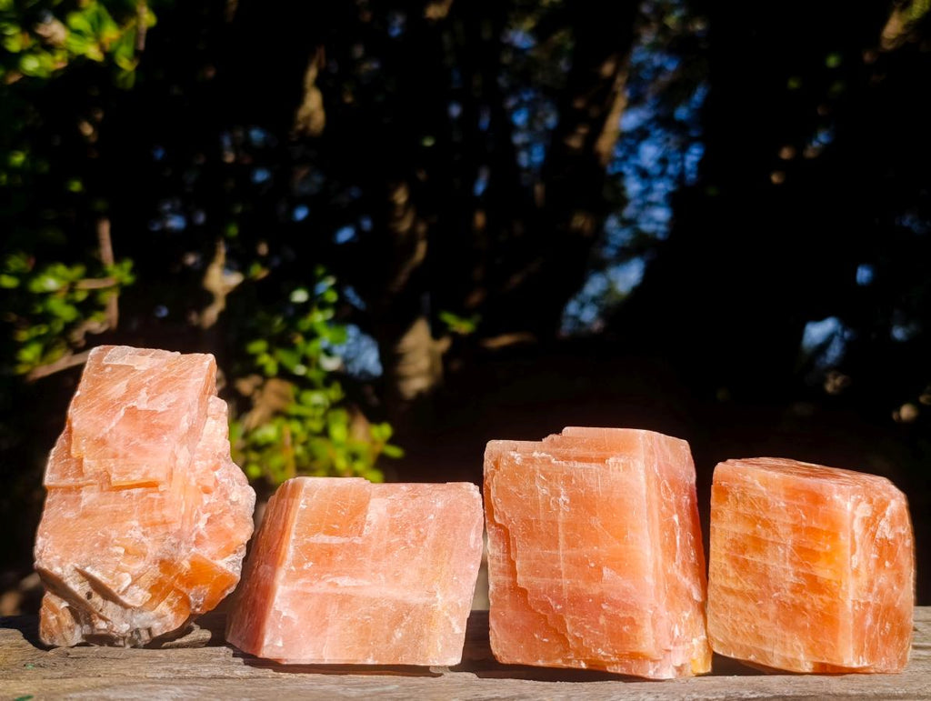 Natural Rhombohedral Sunset Orange Calcite Specimens x 24 From Spitzkop, Namibia - Toprock Gemstones and Minerals 