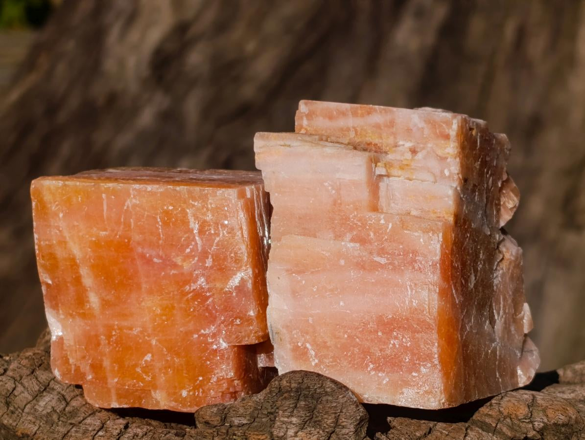 Natural Rhombohedral Sunset Orange Calcite Specimens x 24 From Spitzkop, Namibia - Toprock Gemstones and Minerals 