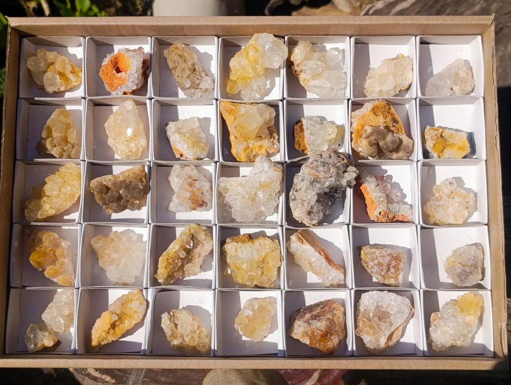 Natural Golden Limonite Quartz Clusters x 36 From Solwezi, Zambia - Toprock Gemstones and Minerals 