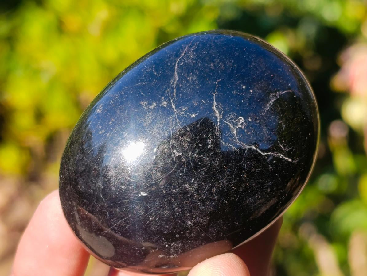 Polished Black Tourmaline Galets x 12 From Madagascar - Toprock Gemstones and Minerals 