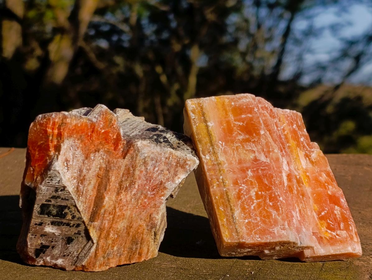Natural Rhombohedral Sunset Orange Calcite Specimens x 6 From Spitzkop, Namibia